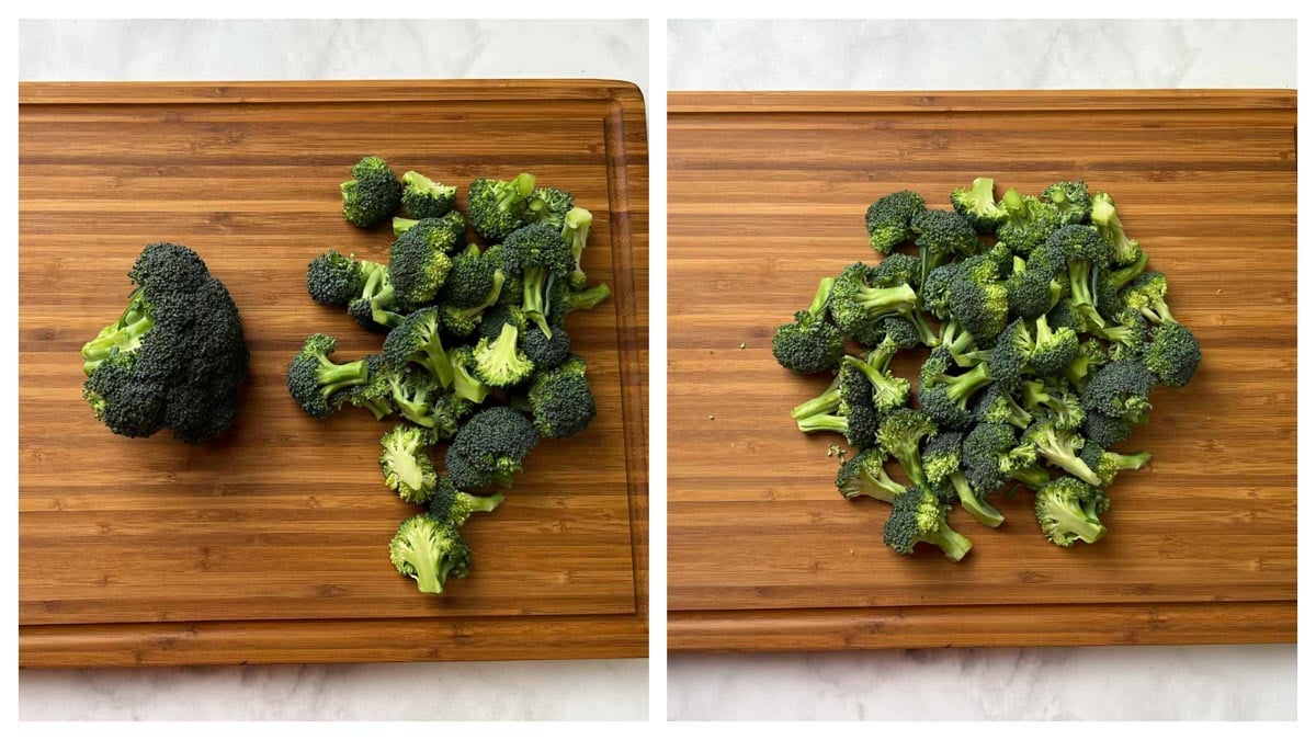 step to cut the broccoli into florets