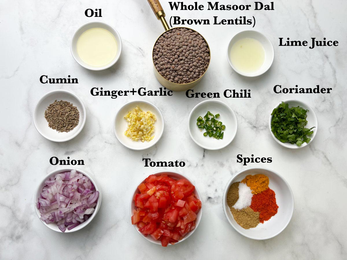 Whole Masoor Dal Ingredients