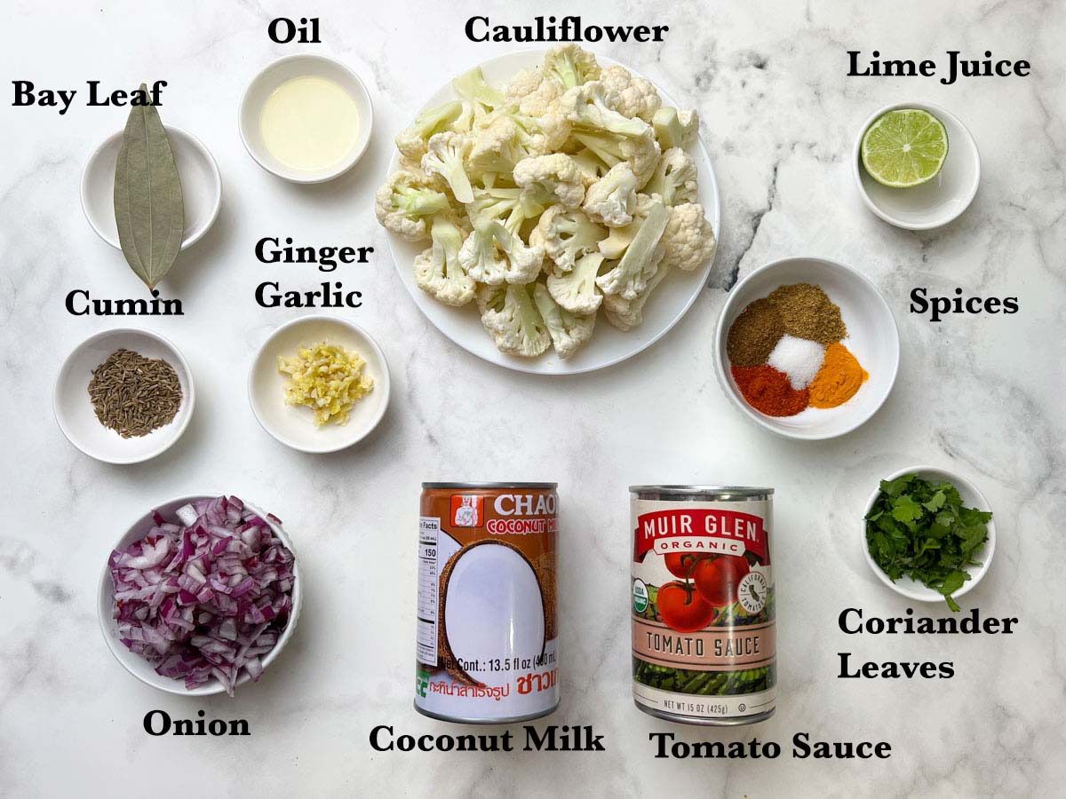 Cauliflower Curry Ingredients