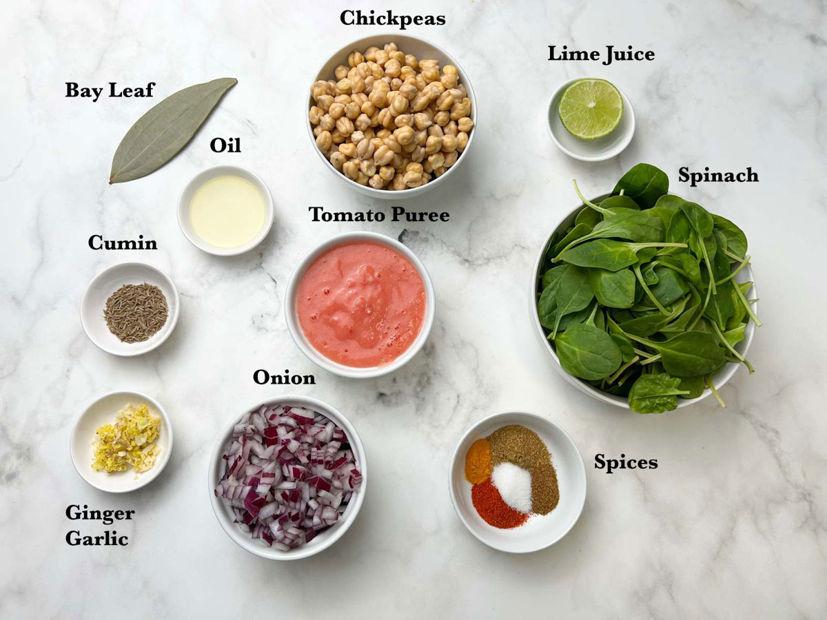 Chickpea Spinach Curry Ingredients