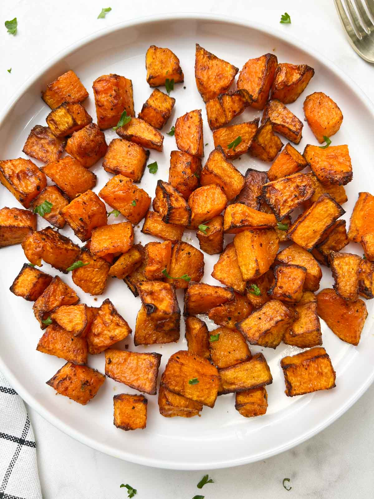 roasted butternut squash served in a plate