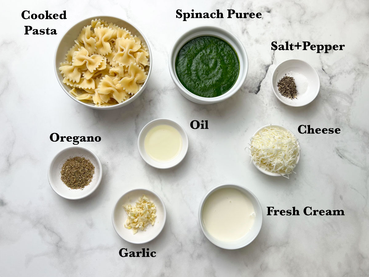 Creamy Spinach Pasta Ingredients