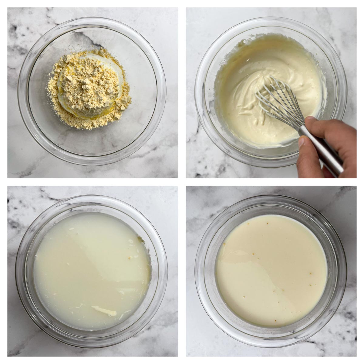 step to prepare yogurt-besan mixture collage