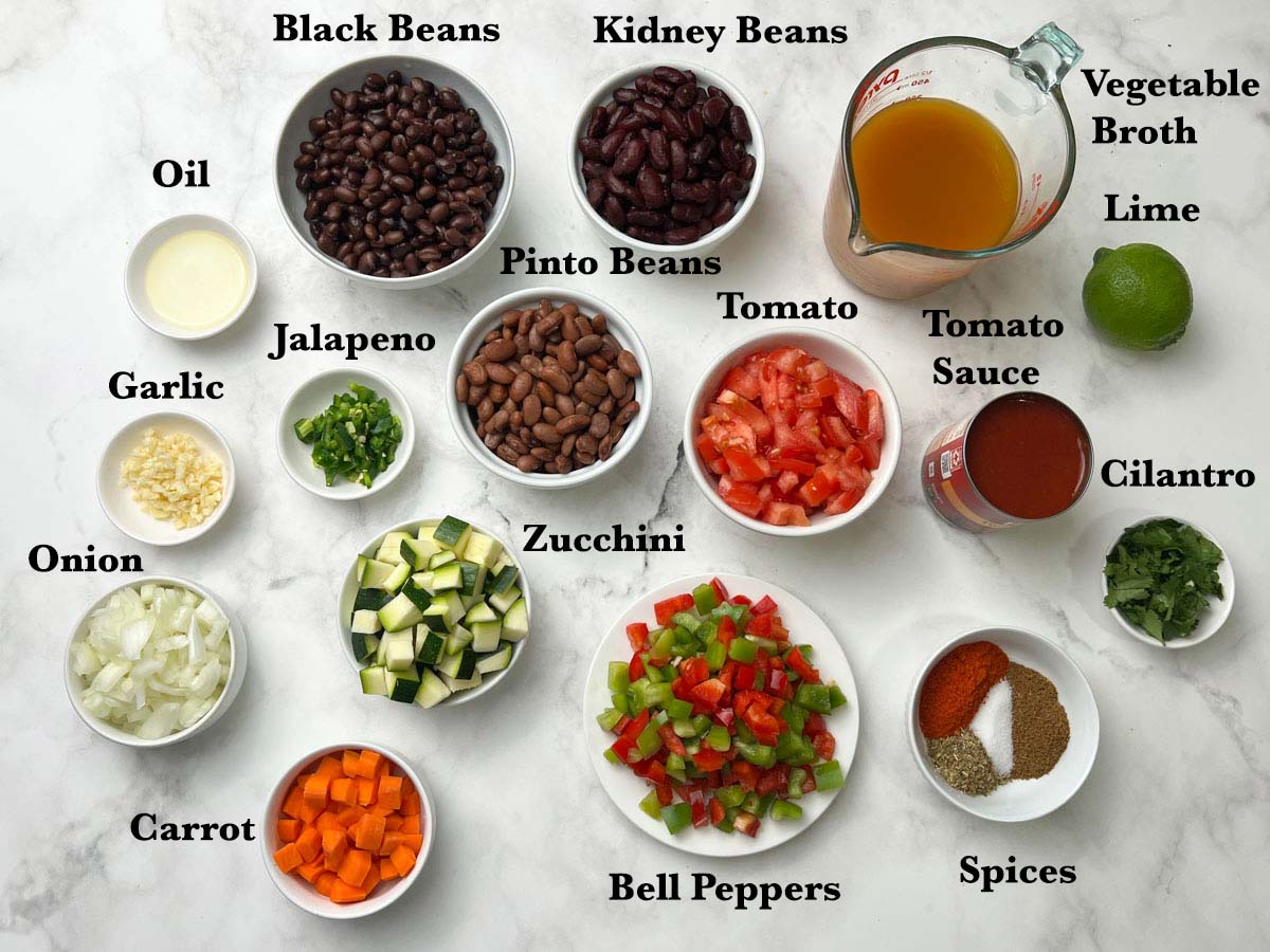 vegetarian chili Ingredients