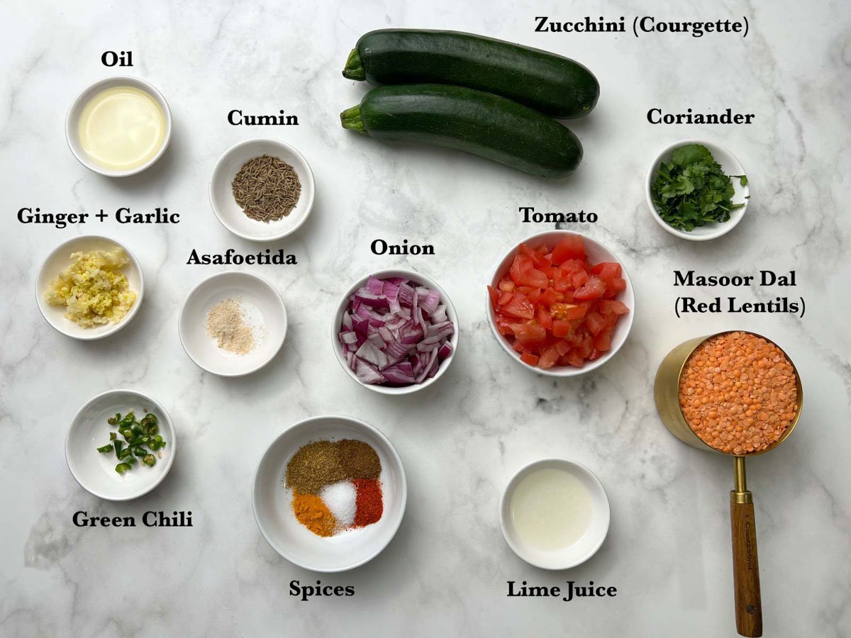 Zucchini Dal ingredients