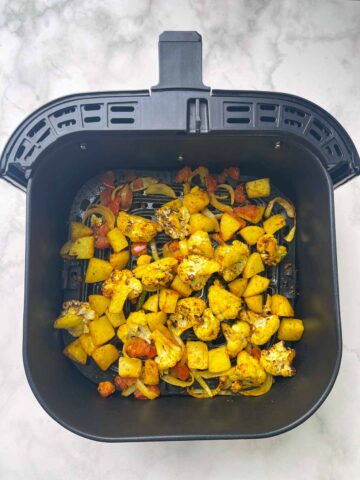 air fried indian spiced potato cauliflower