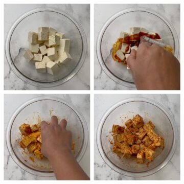 step to marinate the tofu collage