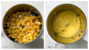step to blend the sweet corn to smooth paste collage