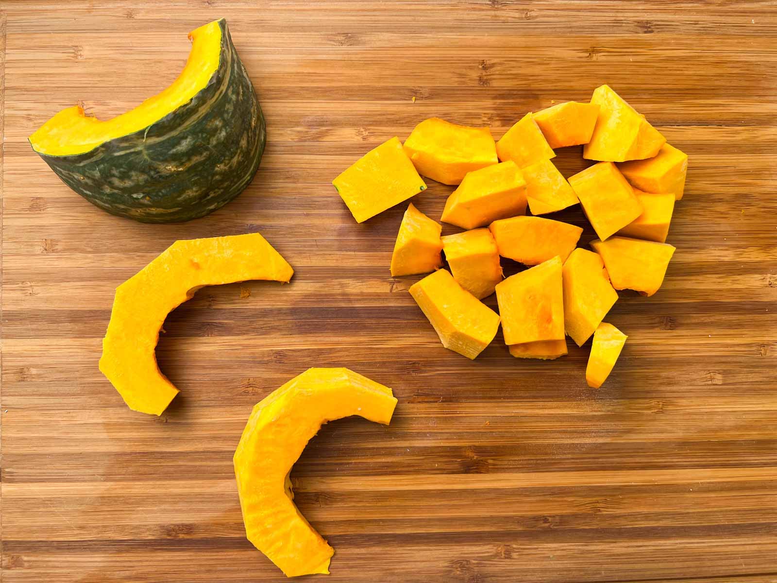 step to cut the pumpkin into chunks