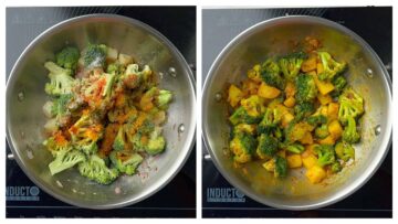 step to cook broccoli along with potatoes indian style collage