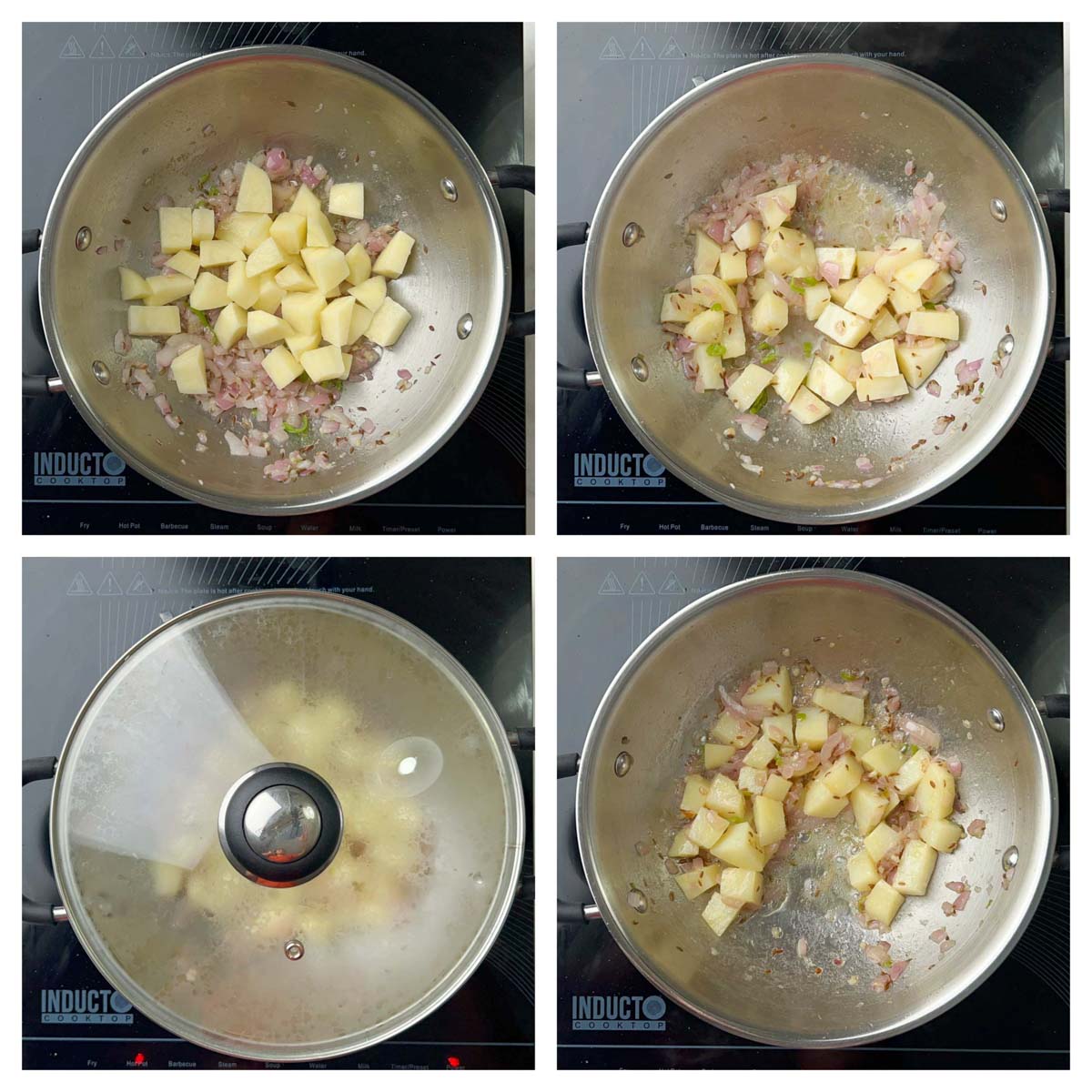 steps to cook potatoes for the stir fry collage