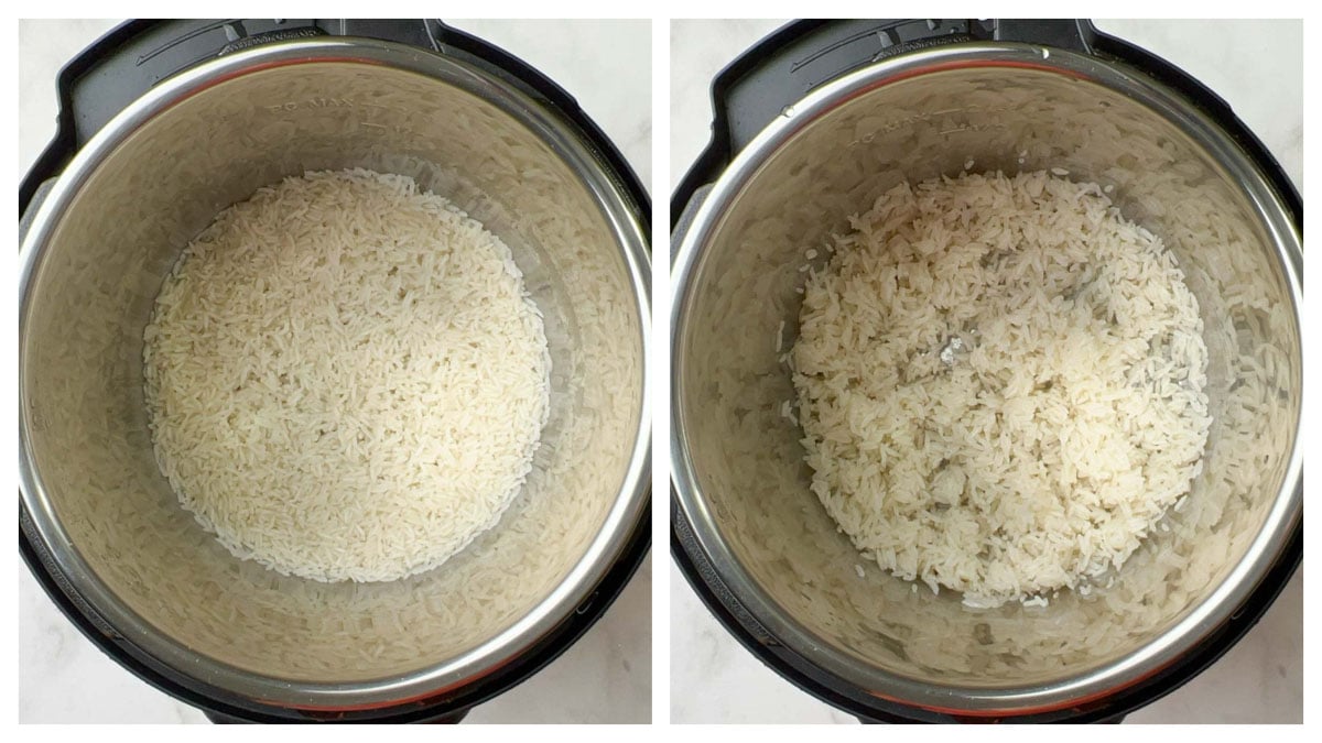 perefectly cooked coconut milk rice collage