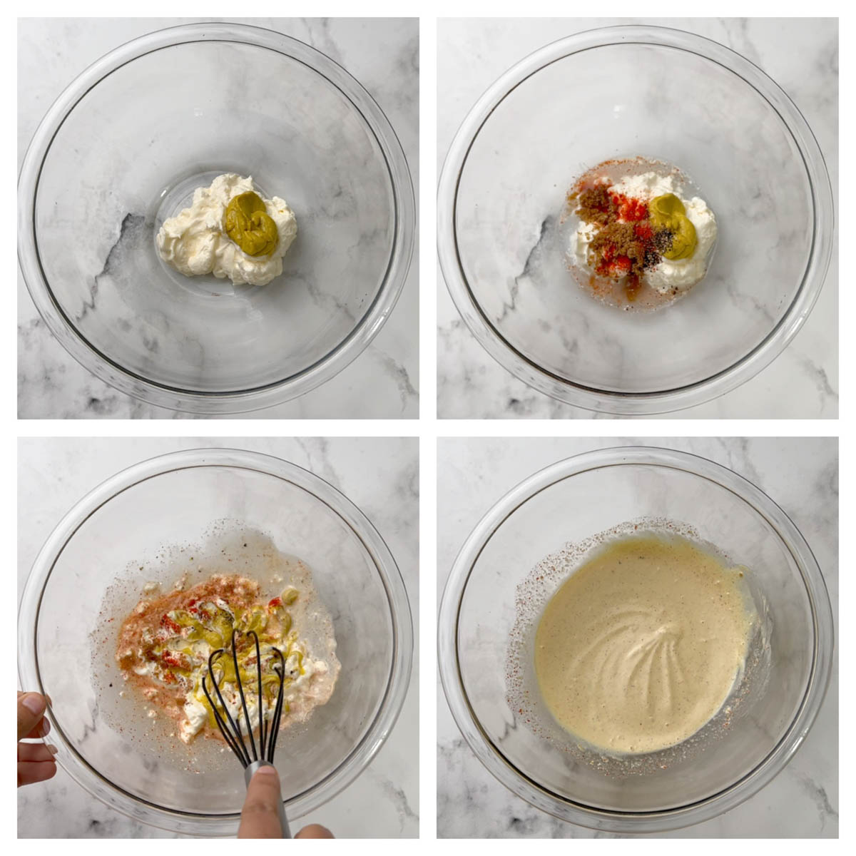 step to prepare macaroni salad dressing collage