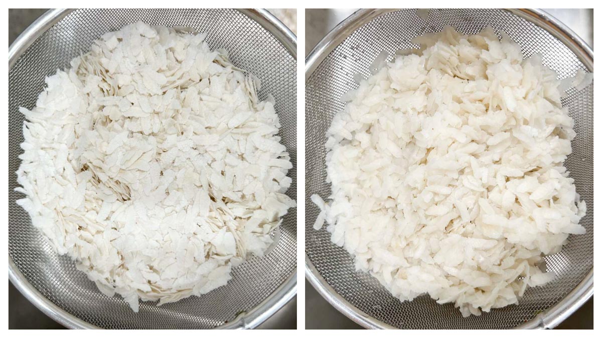 step to rinse the poha collage