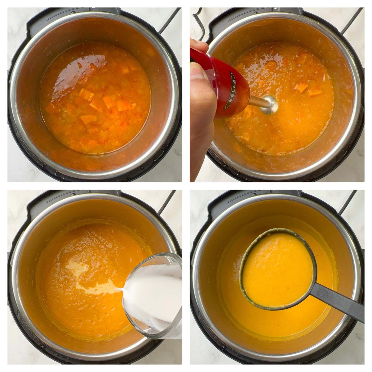 step to blend the soup into smooth and creamy collage