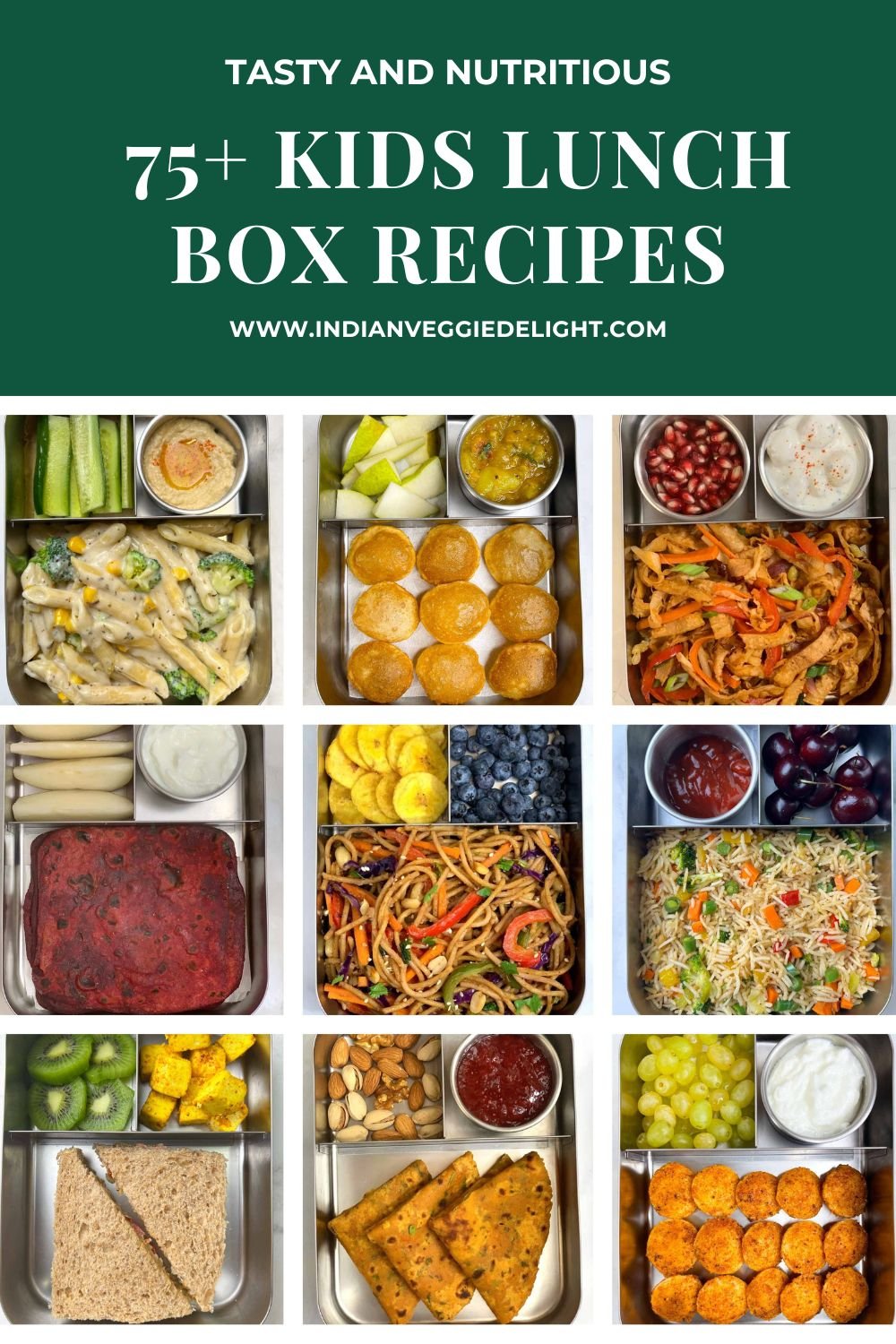 75+ Indian Healthy Kids Lunch Box Recipes collage for pinterest
