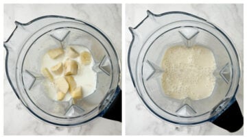 step to blend all the ingredients in a vitamix blender collage