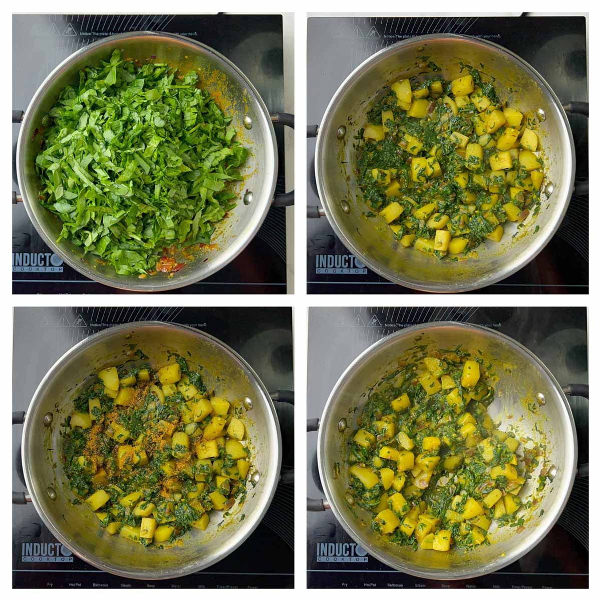 step to cook palak collage