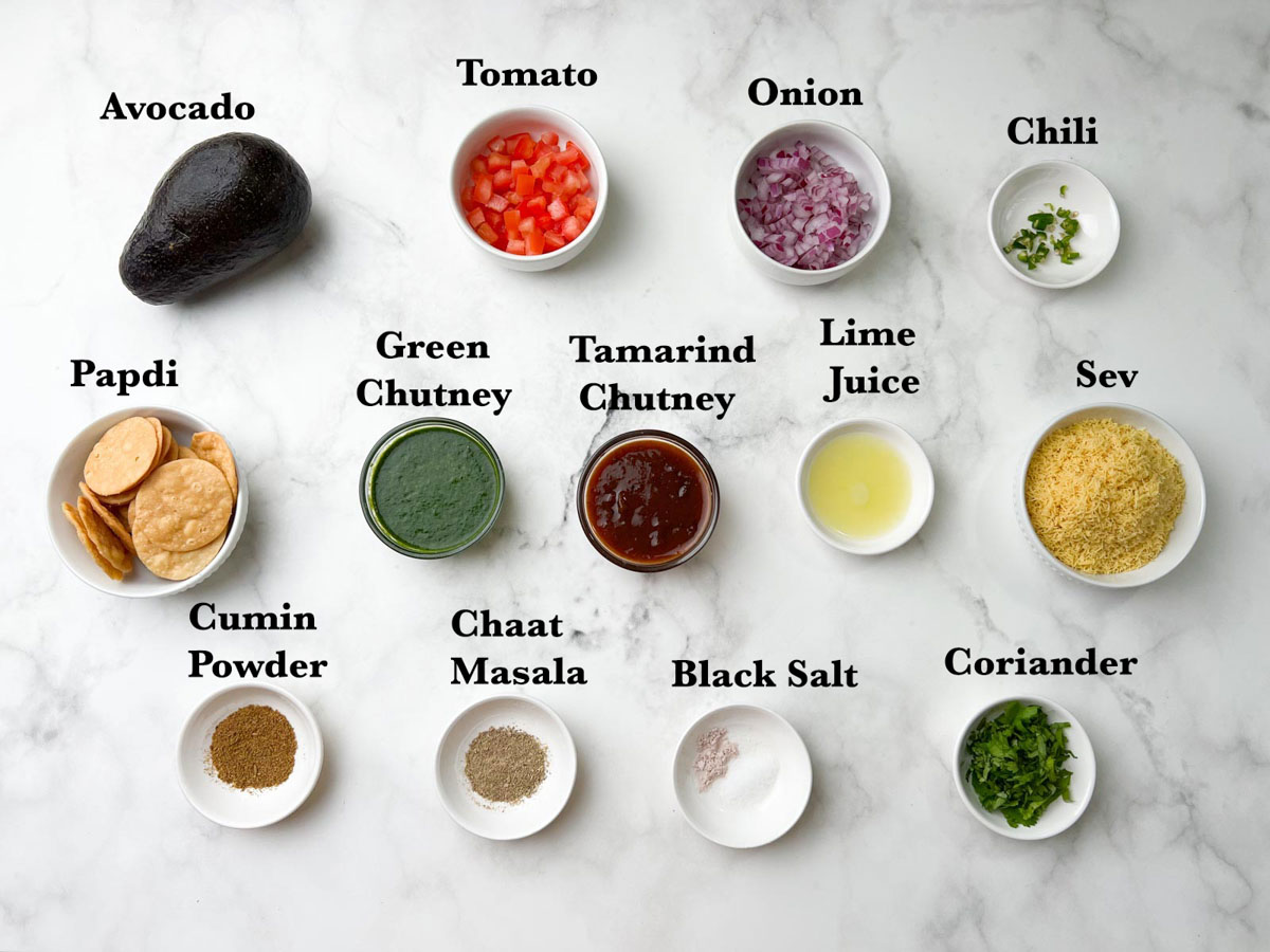 mexican avocado papdi chaat ingredients