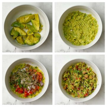 step to prepare the avocado mixture collage