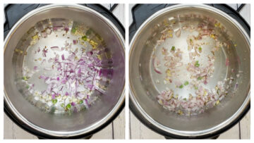 step to saute onions for aloo beans collage