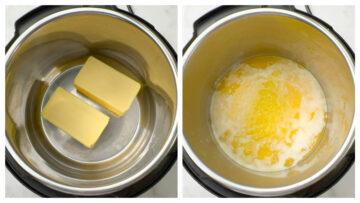 step to melt butter in the instant pot collage