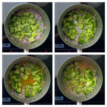 step to saute broccoli and add veg broth collage