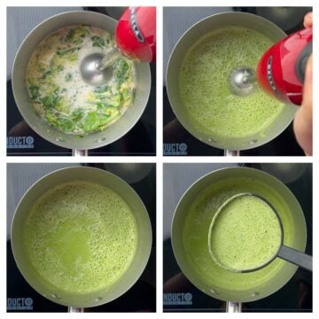 step to blend the broccoli spinach soup till creamy collage