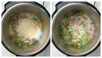 step to add coconut milk, rice collage