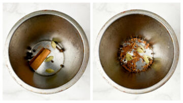 step to crush the spices in mortar and pestle