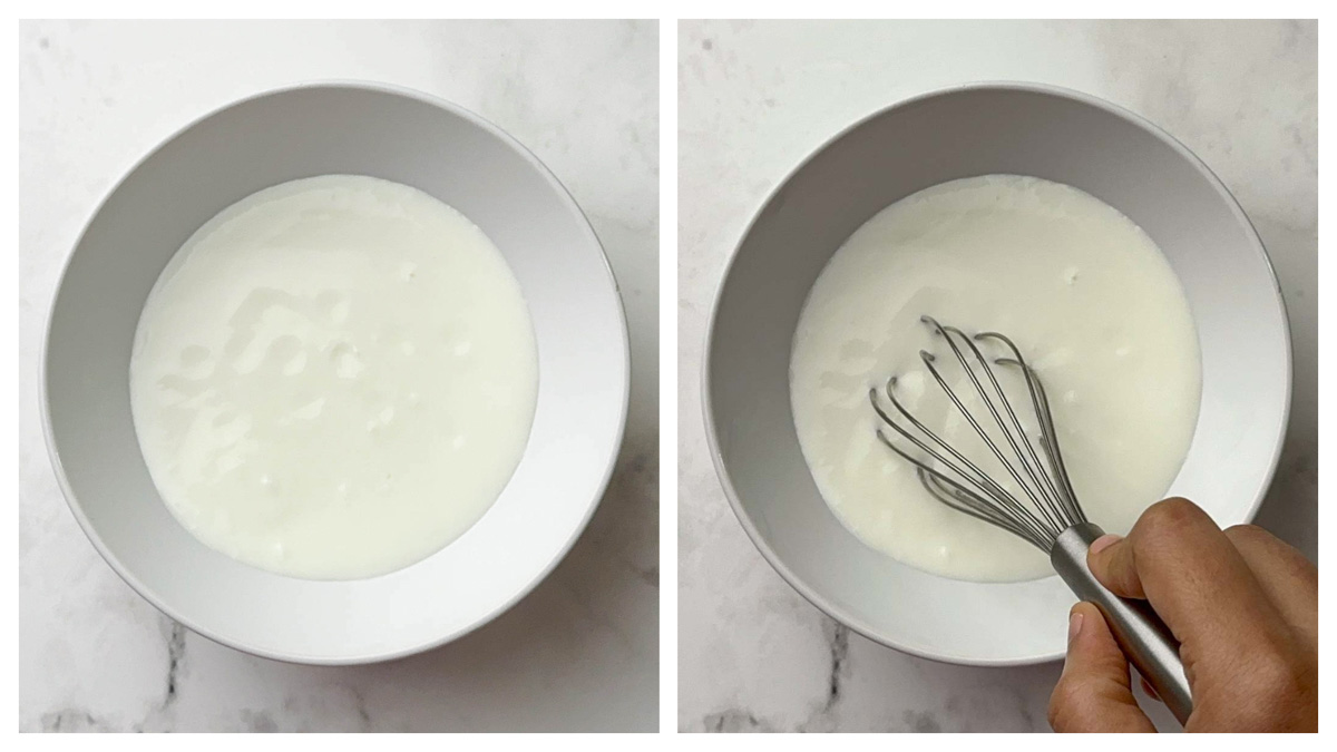 step to whisk the yogurt collage