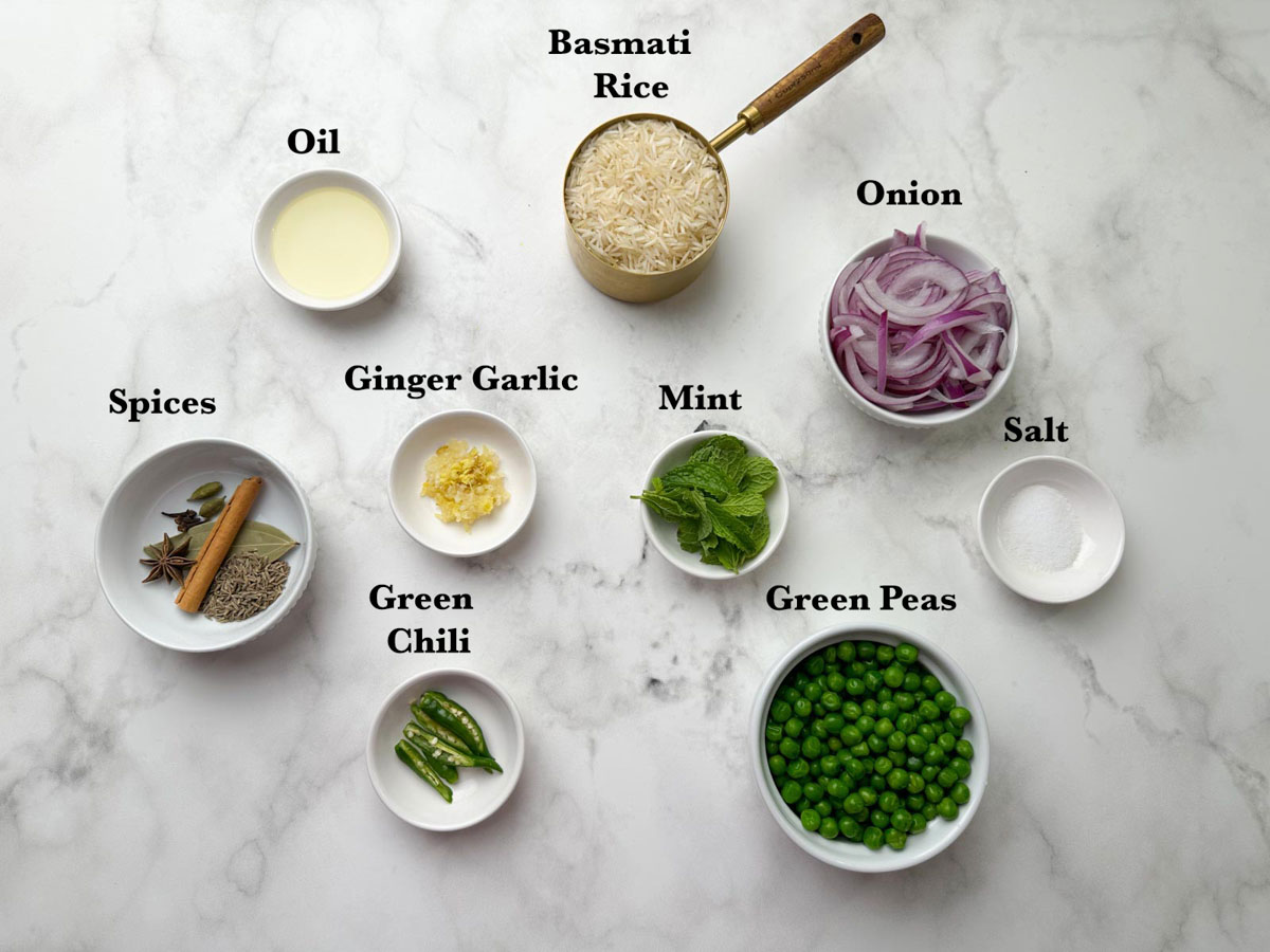 Peas Pulao Ingredients