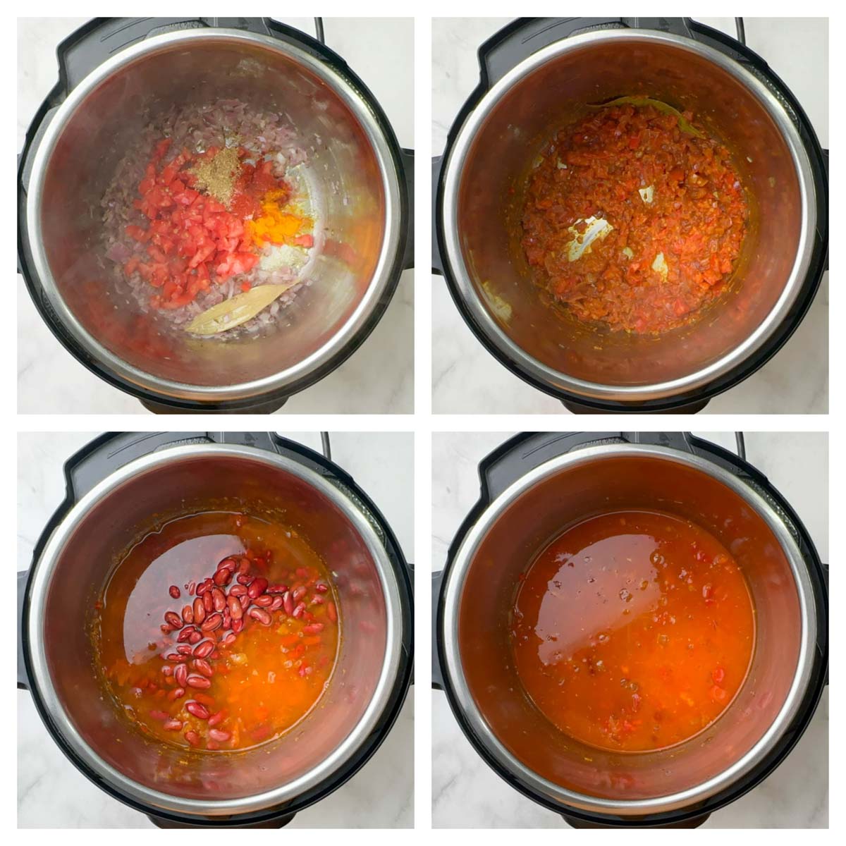 step to cook tomatoes with spices collage