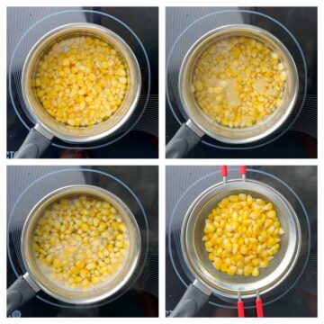 step to boil sweet corn in water collage
