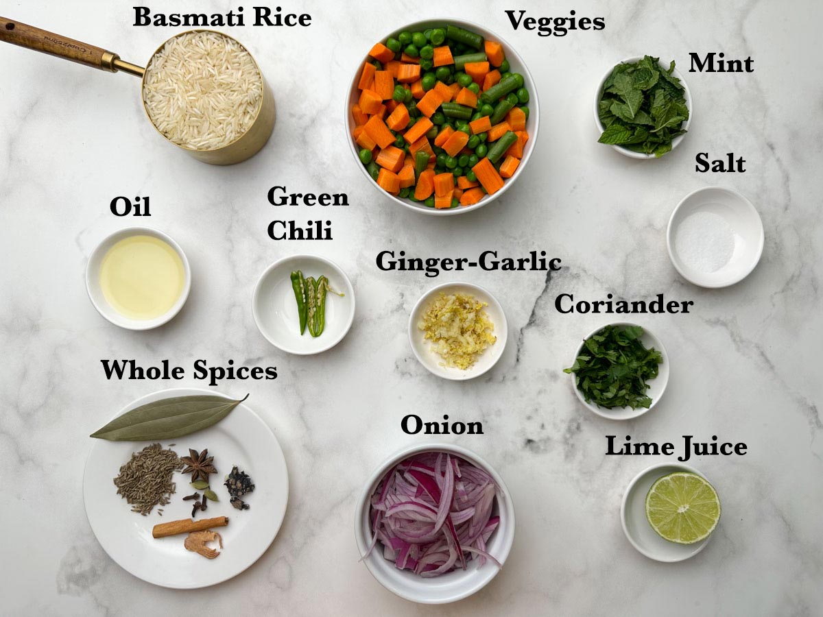 vegetable pulao ingredients