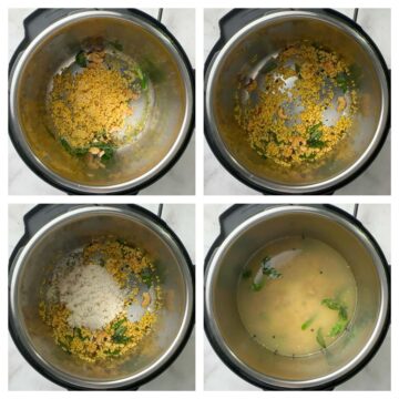 step to add moong dal, rice and pressure cook collage