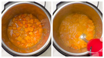 step to puree the soup collage