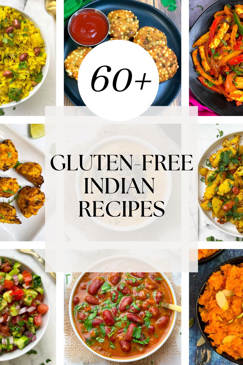 collage of vegetarian gluten-free indian recipes for pinterest