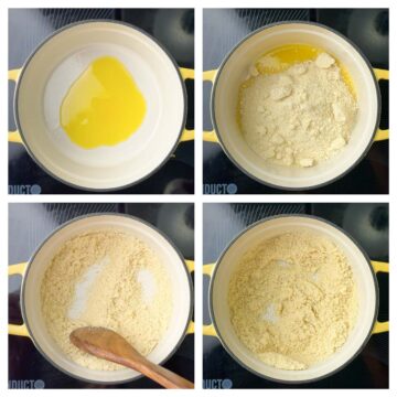 step to roast the almond flour in ghee collage