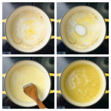 step to cook almond flour in milk and sugar collage