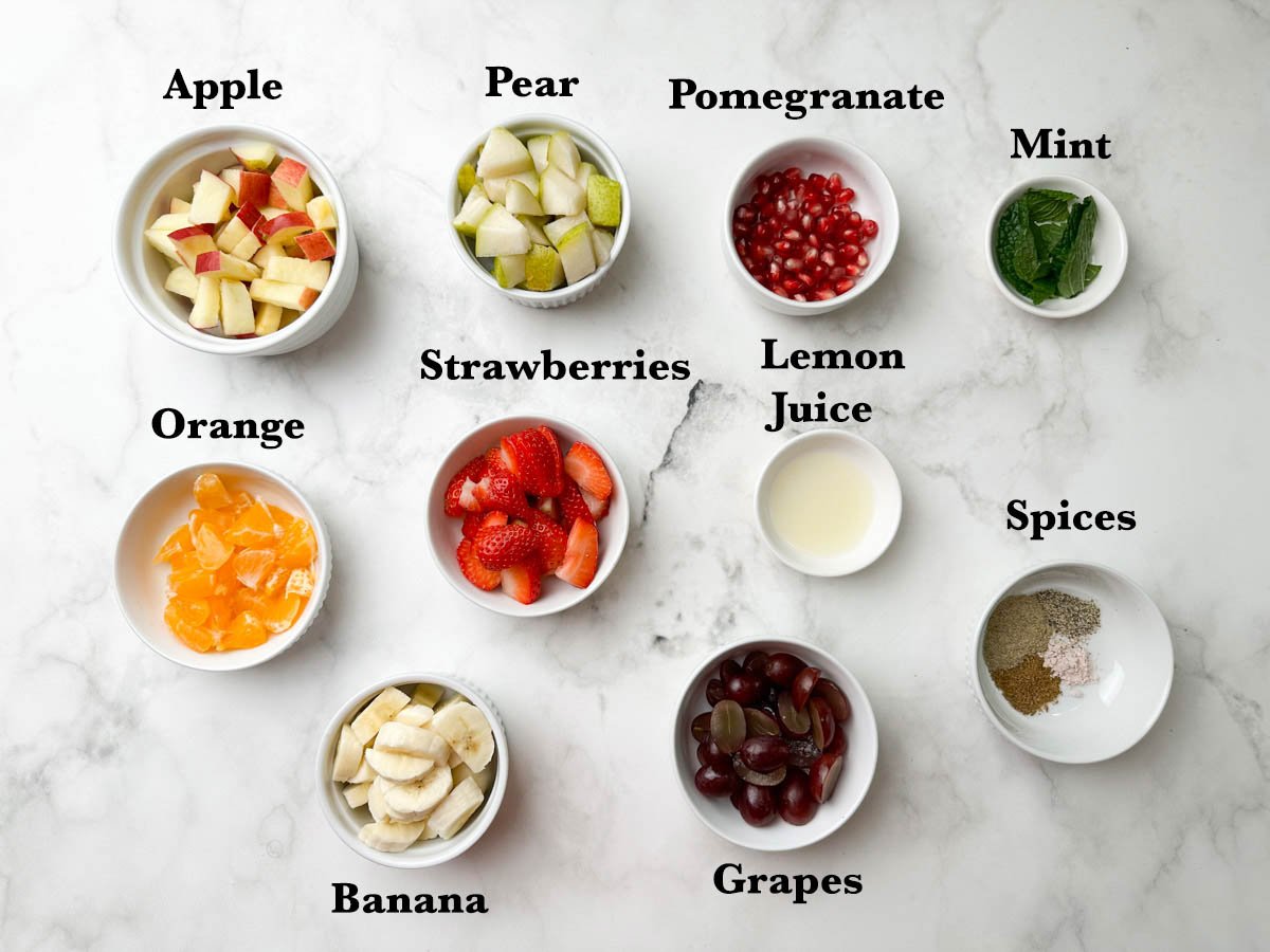 fruit chaat (indian fruit salad with chaat masala) Ingredients