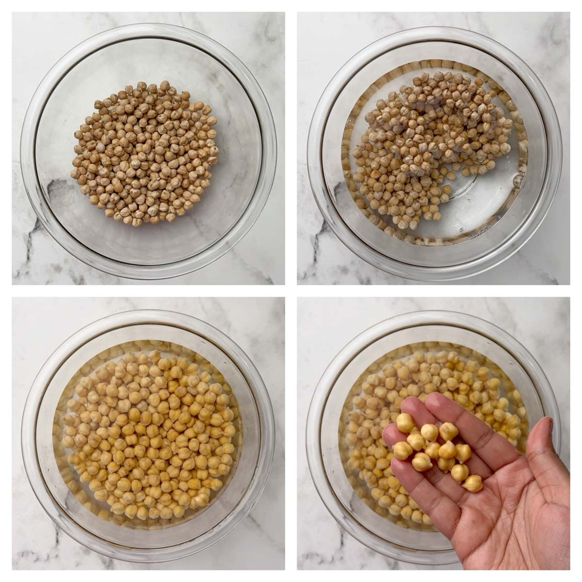 step to soak the chickpeas in water collage