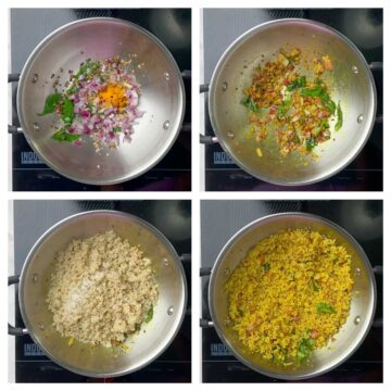 step to saute onions and mix the cooked quinoa collage