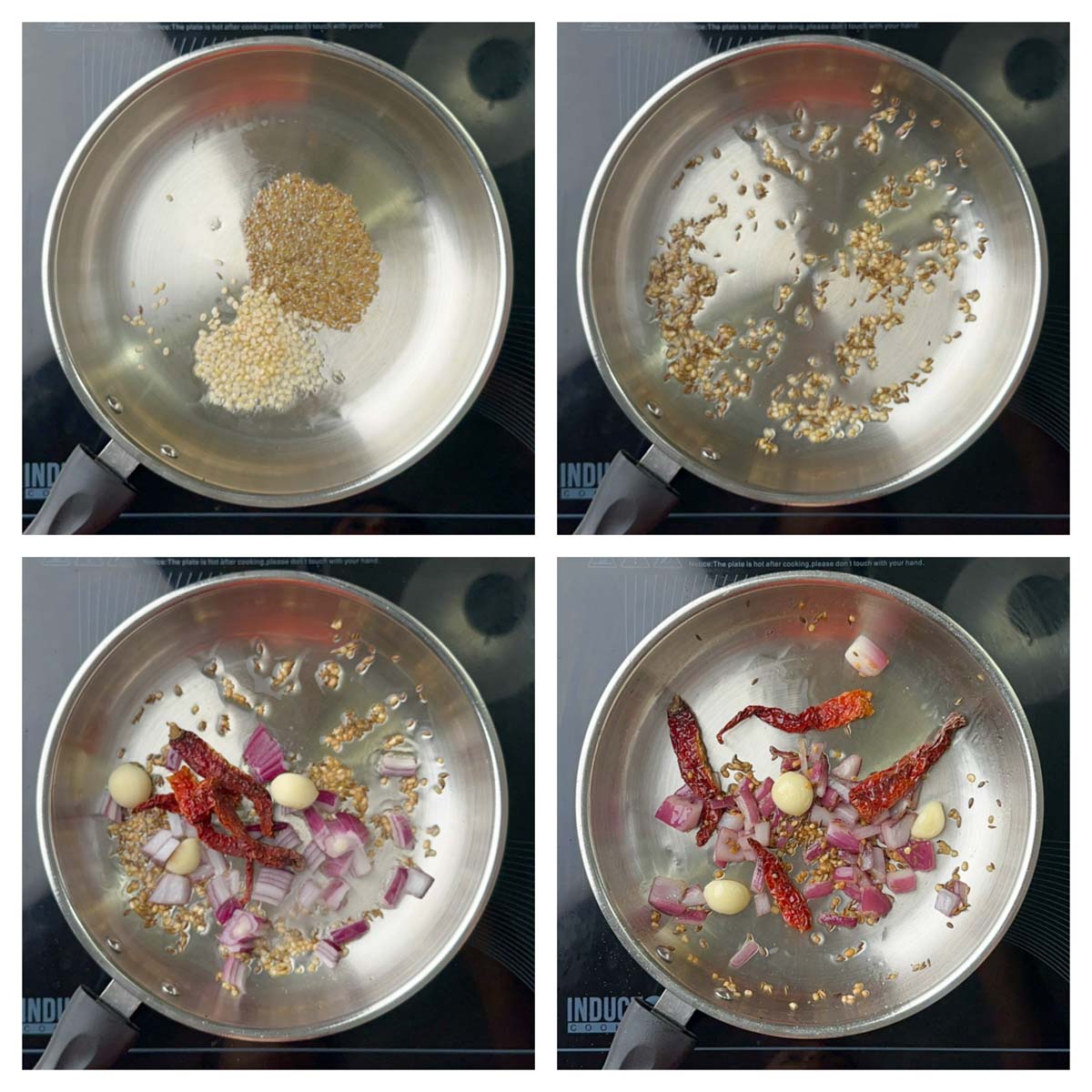 step to saute lentils and onions collage