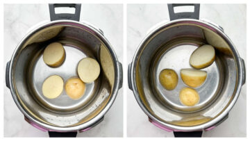 step to boil the potatoes in the pressure cooker collage