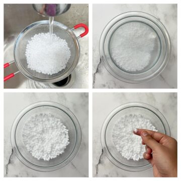 step to soak the sabudana in water collage