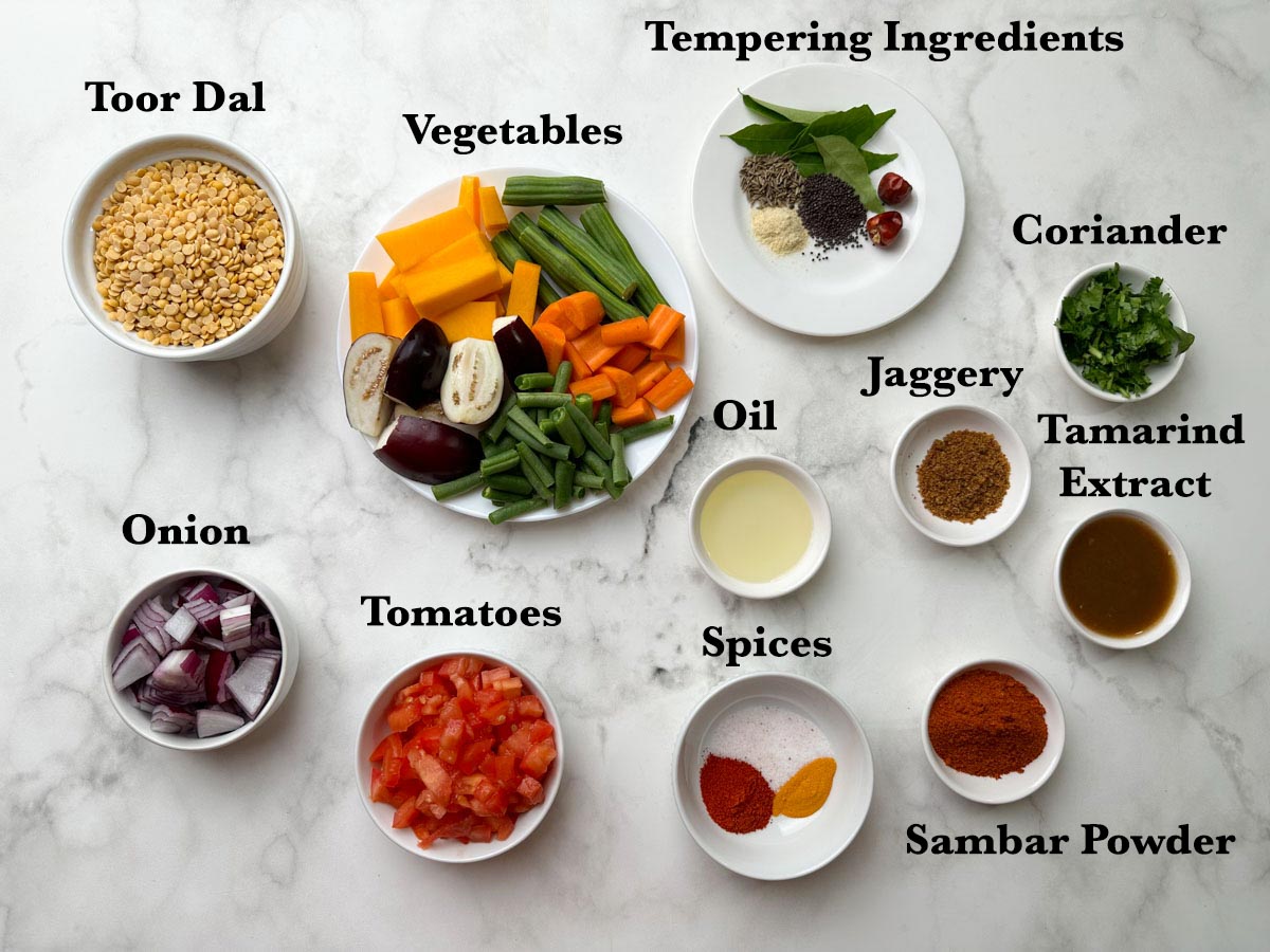 vegetable sambar ingredients