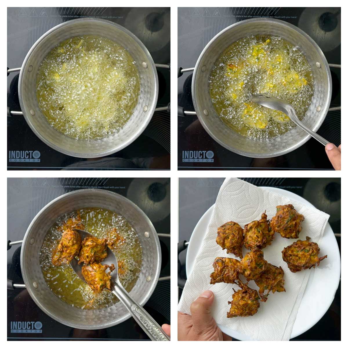 step to deep fry courgette pakoda collage