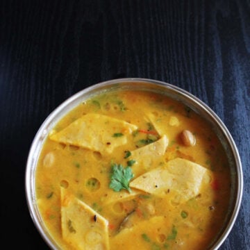 dal dhokli served in a bowl