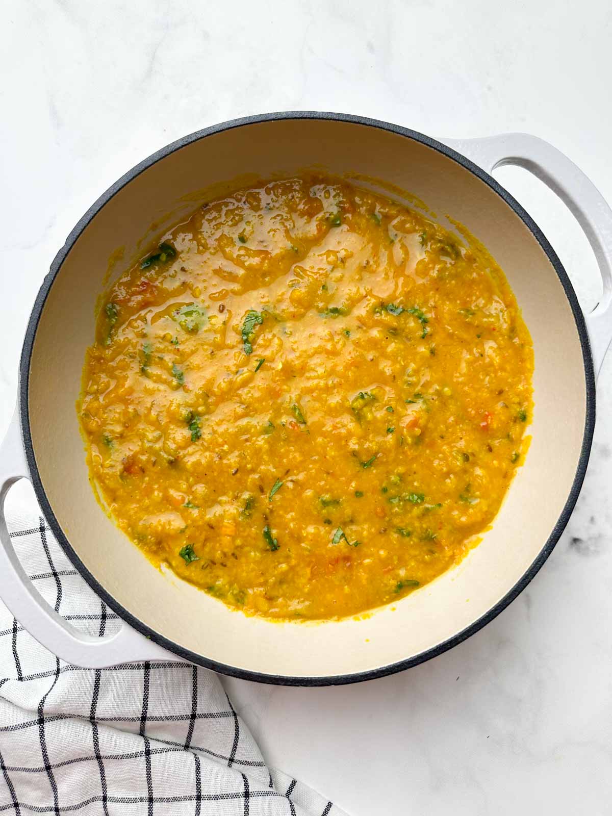 indian dal dry in a dutch oven